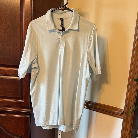 lululemon athletica Other - Men’s Lululemon Snap Front Logo Performance Polo Shirt Sz Medium Powder Blue